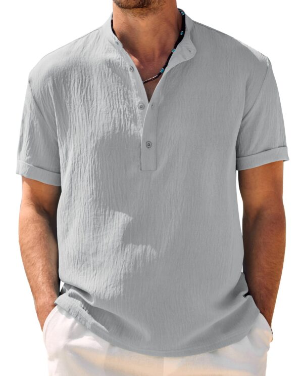 Band Collar Short Sleeve Henley — Laid-Back Luxe