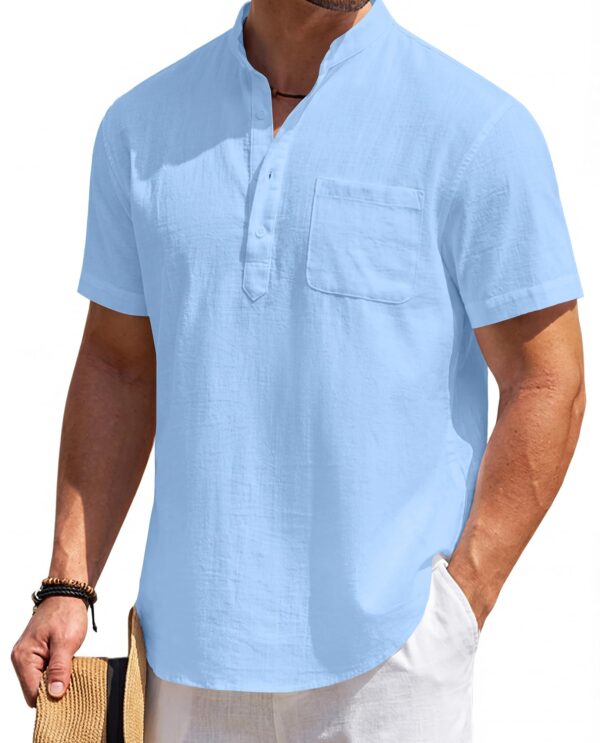 Linen Henley Tee with Pocket — Bohemian Craft