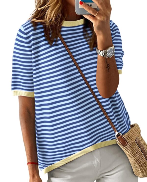 Striped Color Block Hi-Lo Pullover — Bold Summer Knit