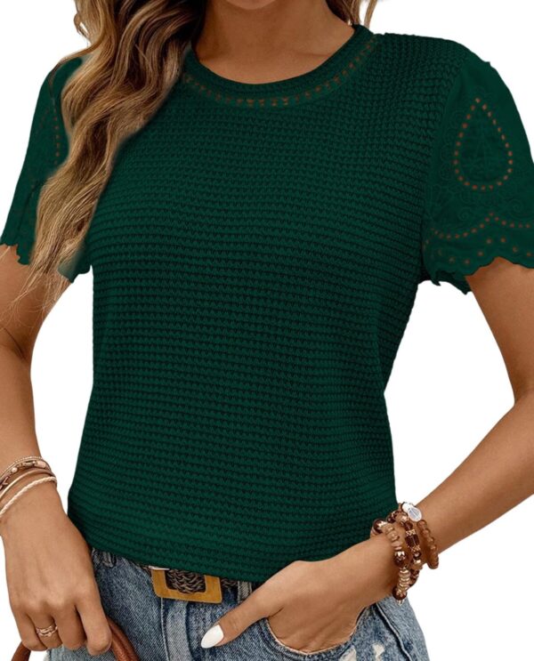 Waffle Jacquard Crewneck Top — French Casual