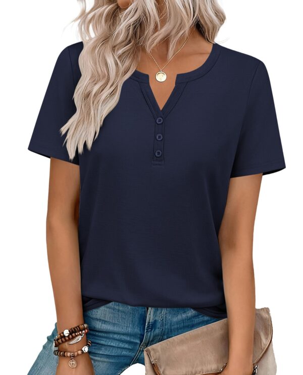 V-Neck Short Sleeve Blouse — Easy Summer