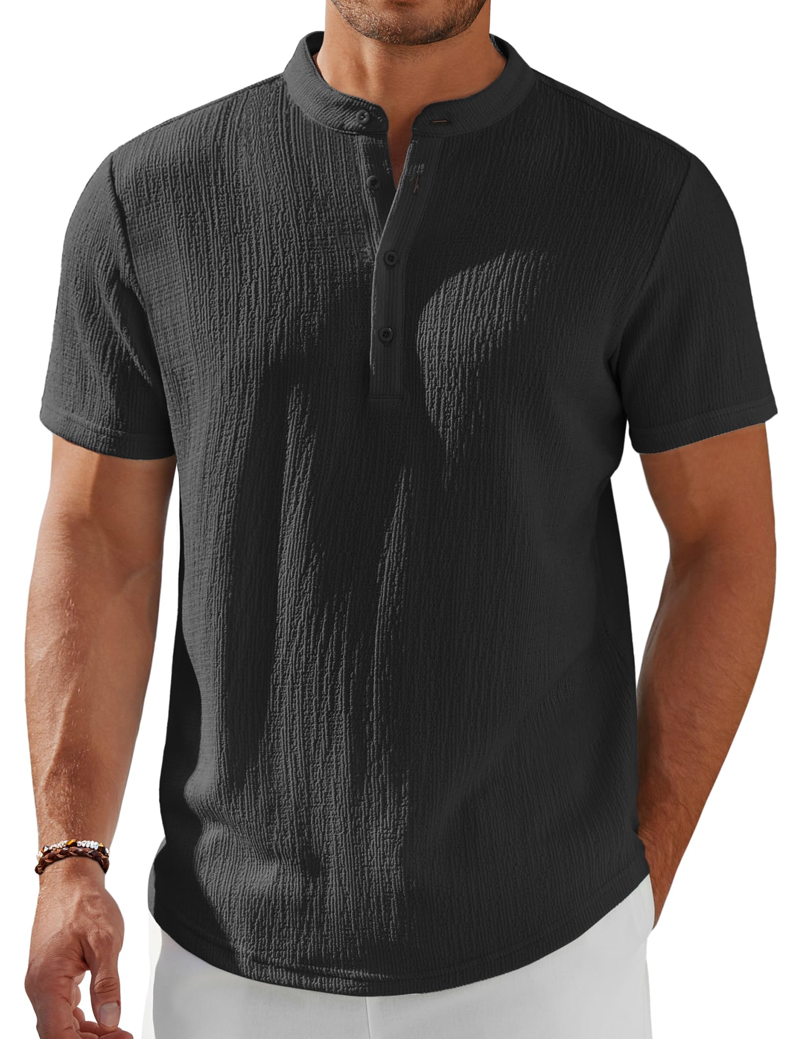 Stand Collar Henley — Free Spirit Summer Stand Collar Henley — Free Spirit Summer