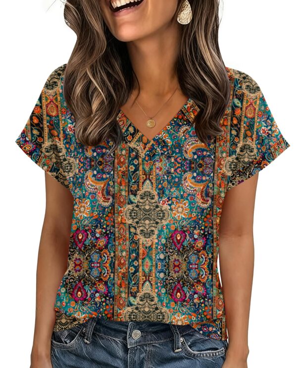 Rolled Sleeve V-Neck Blouse — Polished Ease