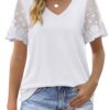 Lace V-Neck Curved Hem Tee — Relaxed Luxe